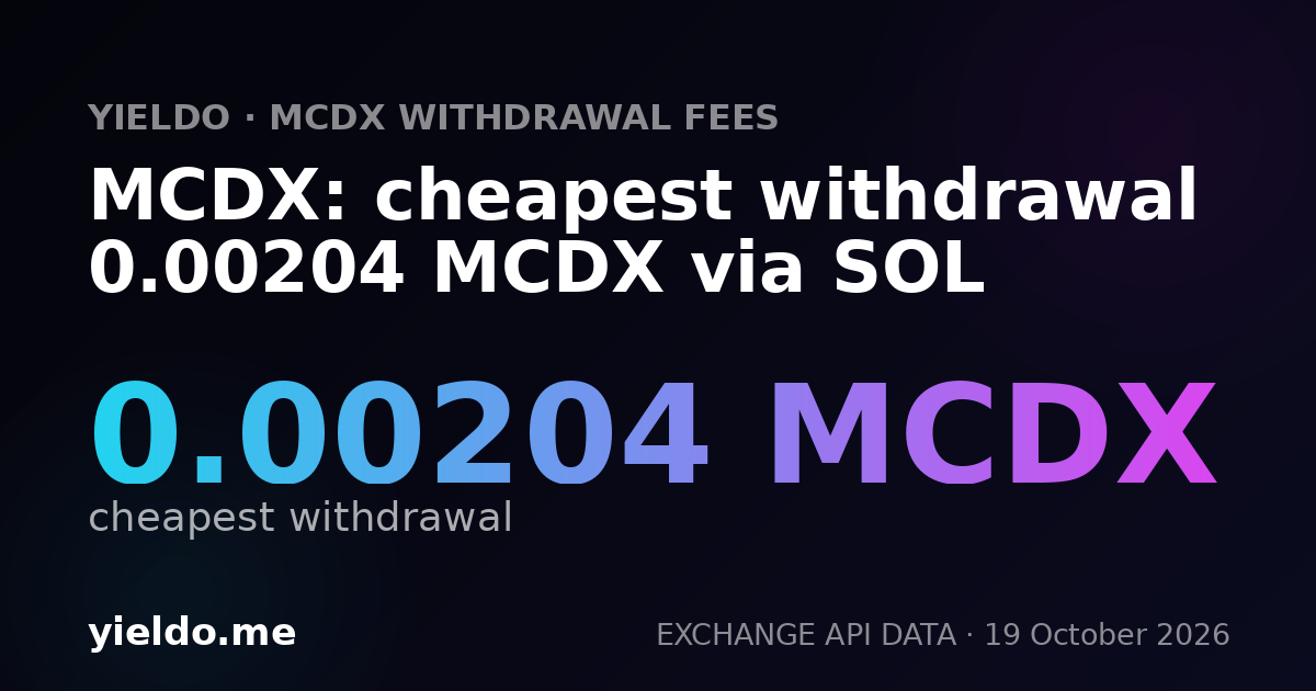 MCDX: cheapest withdrawal 0.00204 MCDX via SOL