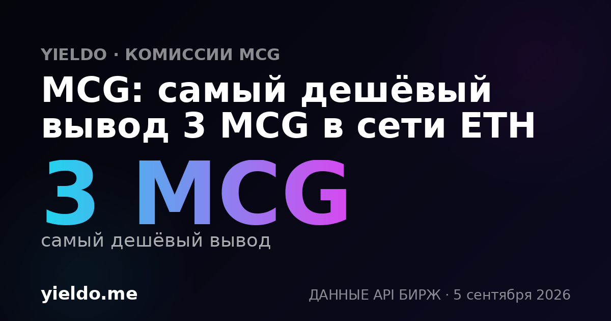 MCG: самый дешёвый вывод 3 MCG в сети ETH