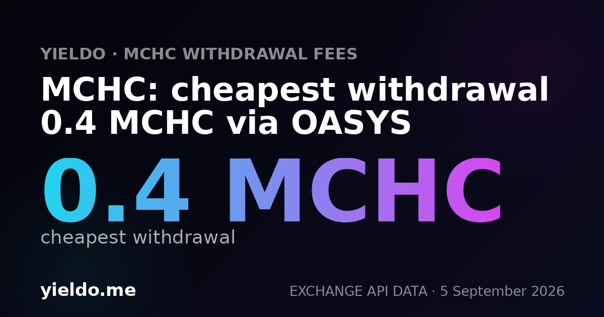 MCHC: cheapest withdrawal 0.4 MCHC via OASYS
