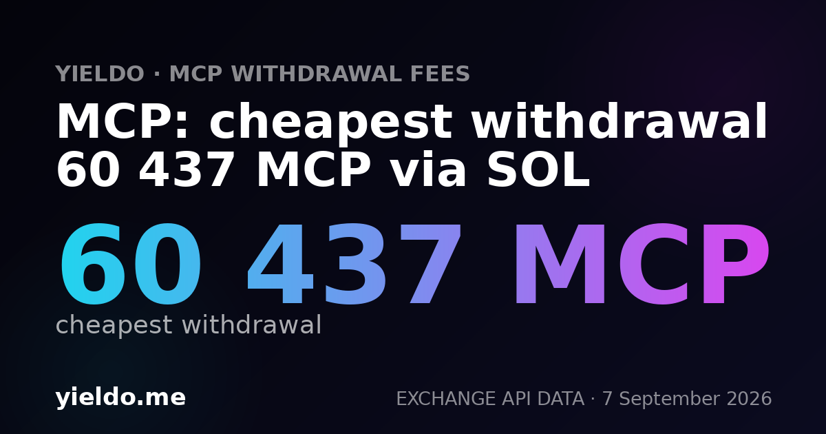 MCP: cheapest withdrawal 60 437 MCP via SOL