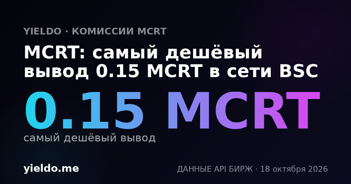 MCRT: самый дешёвый вывод 0.15 MCRT в сети BSC