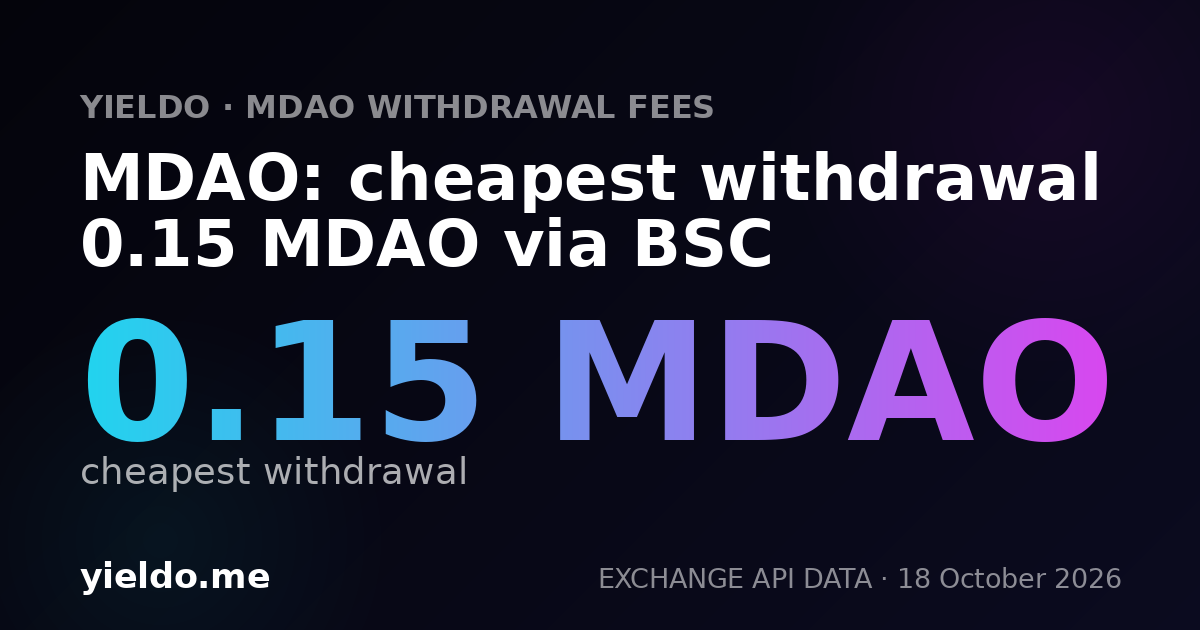 MDAO: cheapest withdrawal 0.15 MDAO via BSC