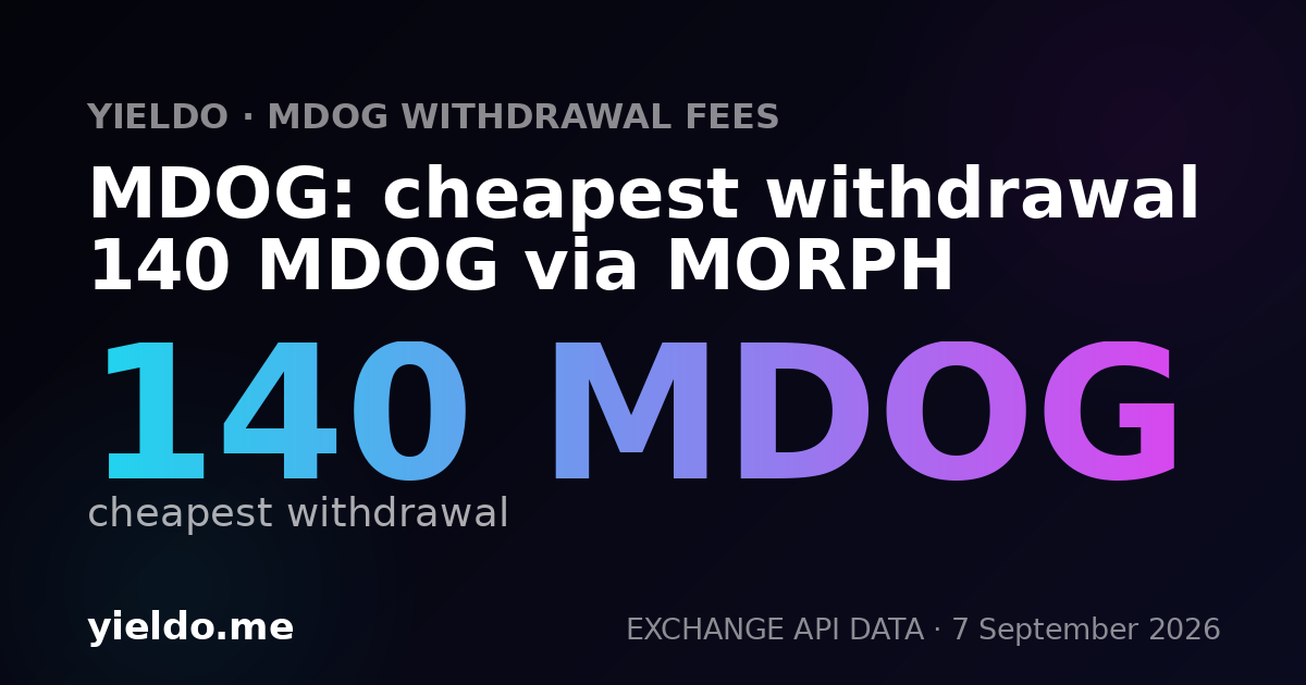 MDOG: cheapest withdrawal 140 MDOG via MORPH