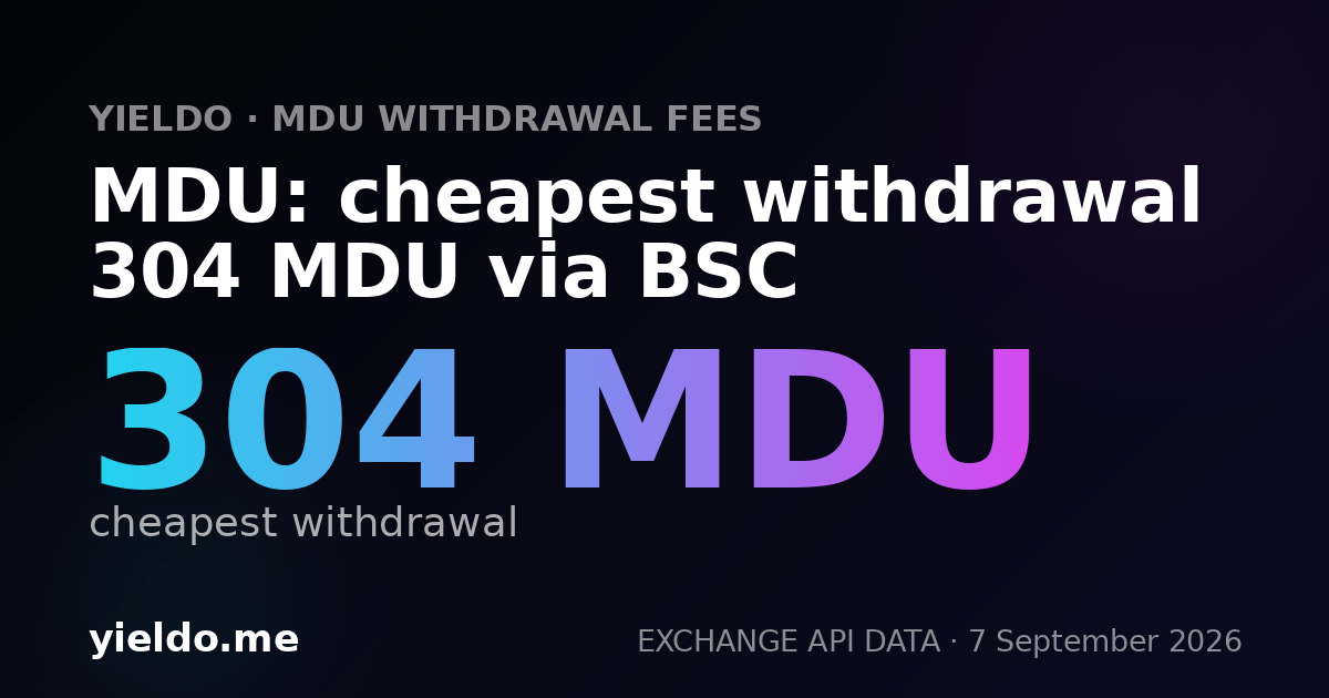MDU: cheapest withdrawal 304 MDU via BSC