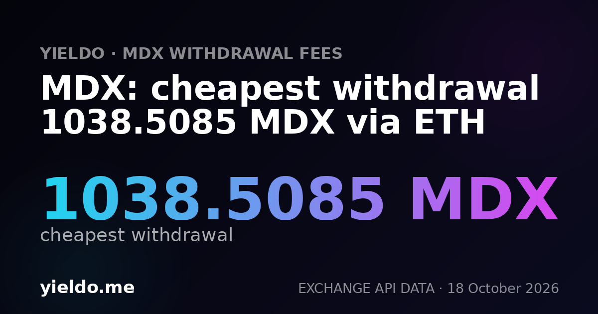 MDX: cheapest withdrawal 1038.5085 MDX via ETH