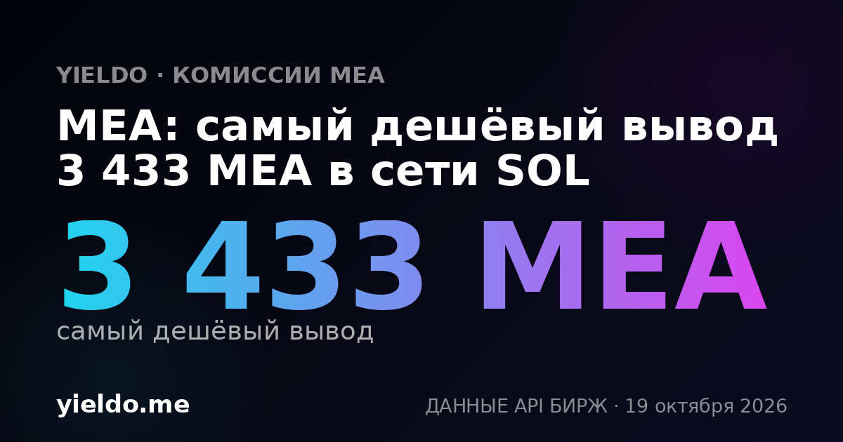 MEA: самый дешёвый вывод 3 433 MEA в сети SOL