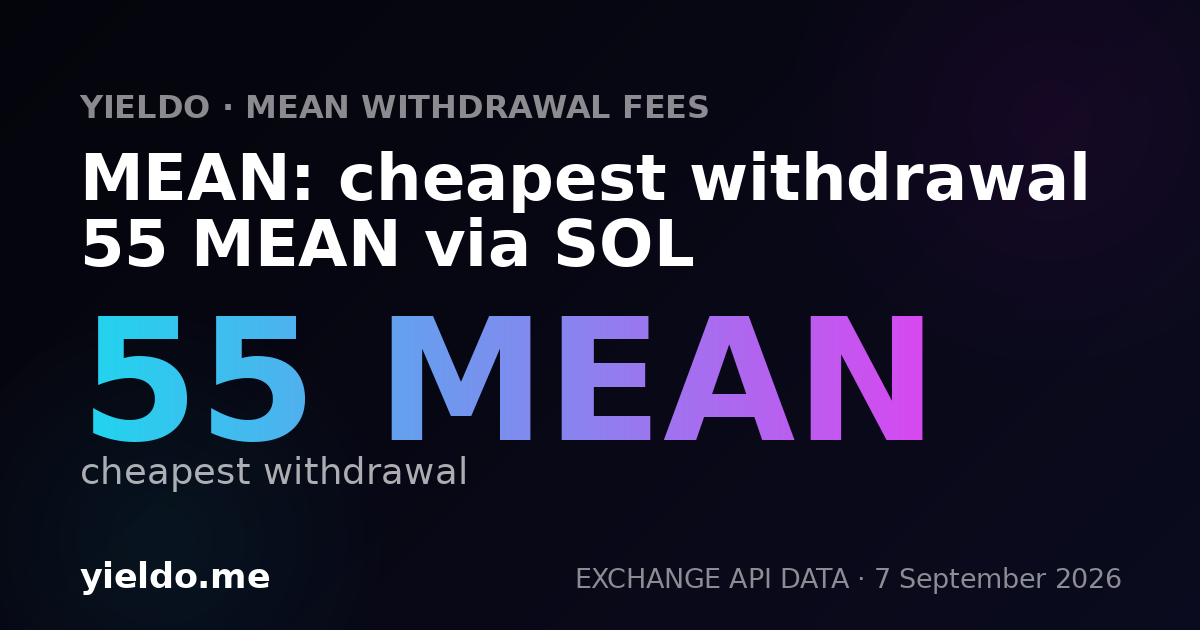 MEAN: cheapest withdrawal 55 MEAN via SOL