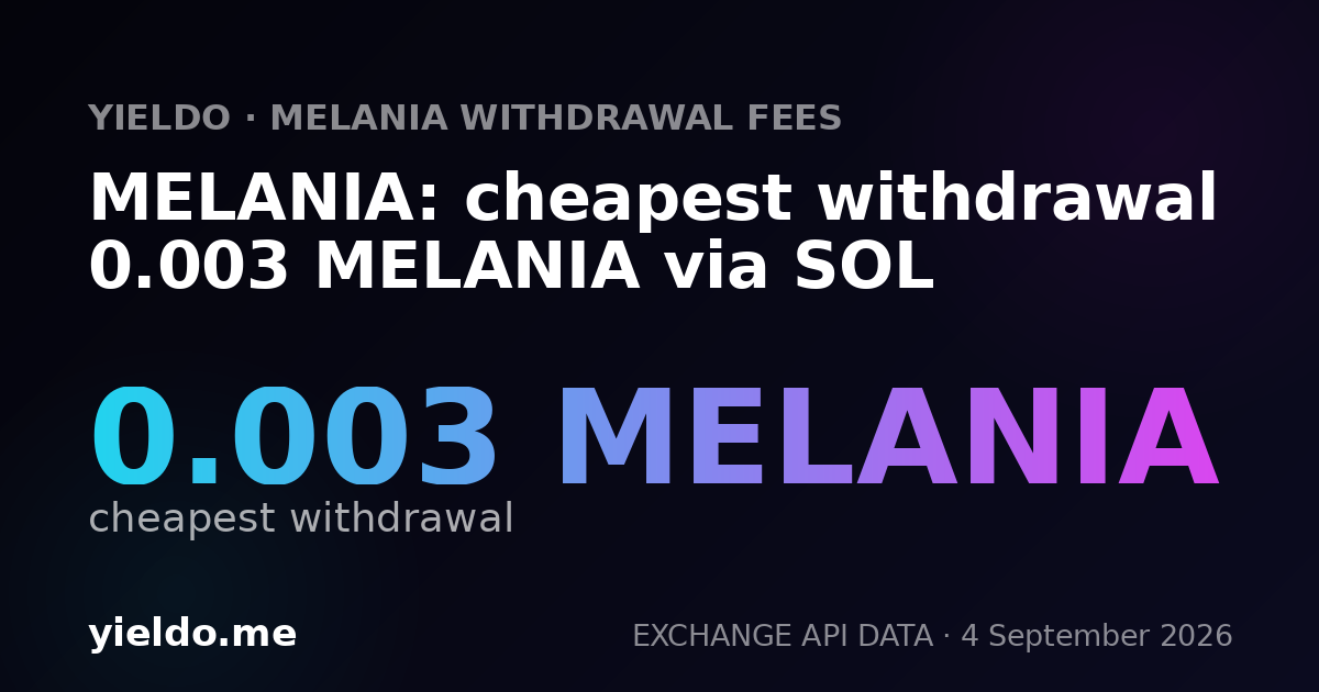 MELANIA: cheapest withdrawal 0.003 MELANIA via SOL