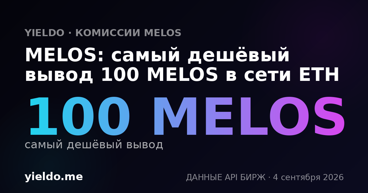 MELOS: самый дешёвый вывод 100 MELOS в сети ETH