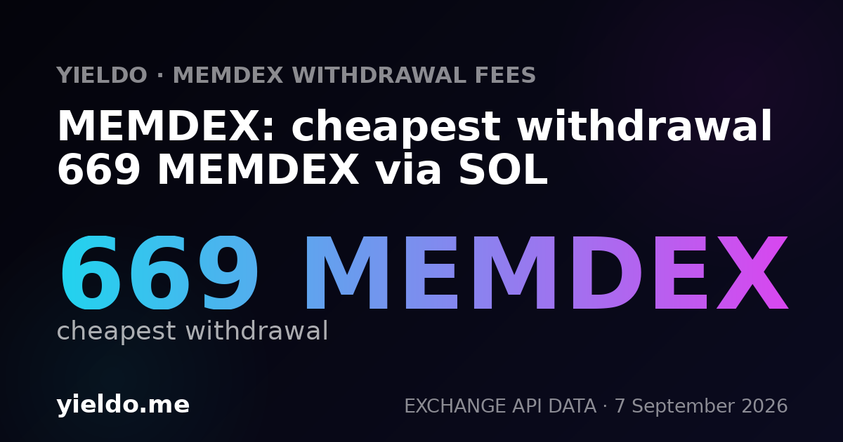 MEMDEX: cheapest withdrawal 669 MEMDEX via SOL