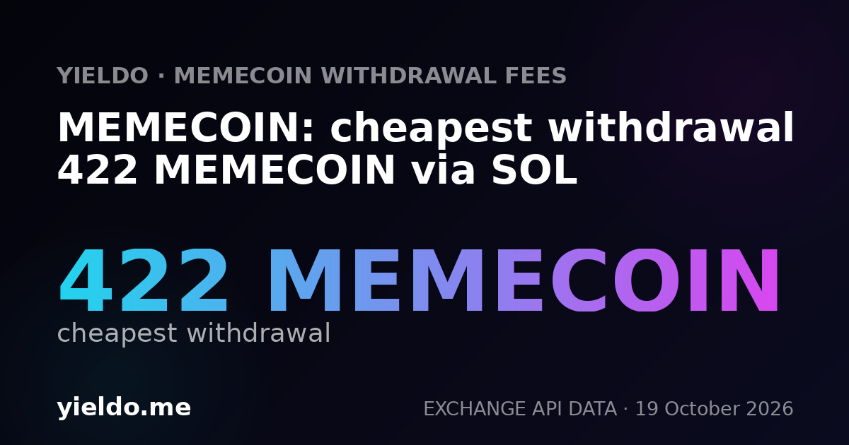 MEMECOIN: cheapest withdrawal 422 MEMECOIN via SOL