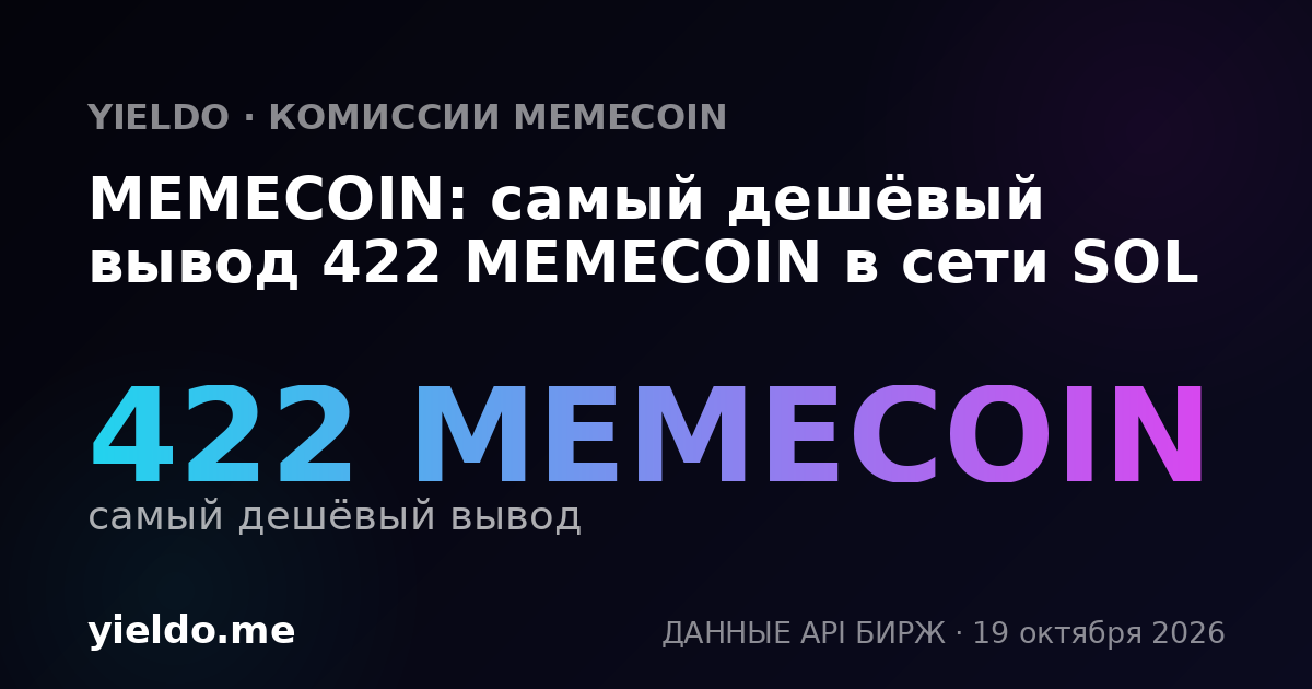 MEMECOIN: самый дешёвый вывод 422 MEMECOIN в сети SOL
