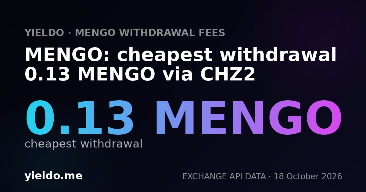 MENGO: cheapest withdrawal 0.12 MENGO via CHZ2