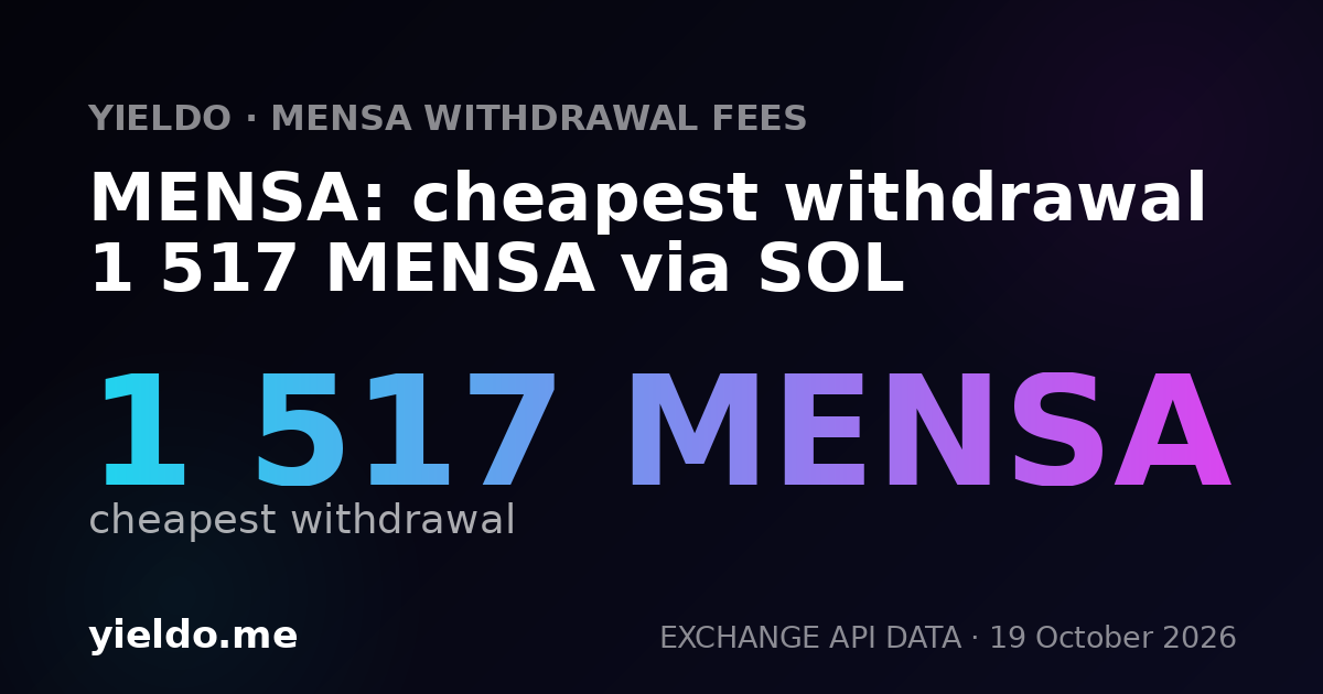 MENSA: cheapest withdrawal 1 517 MENSA via SOL