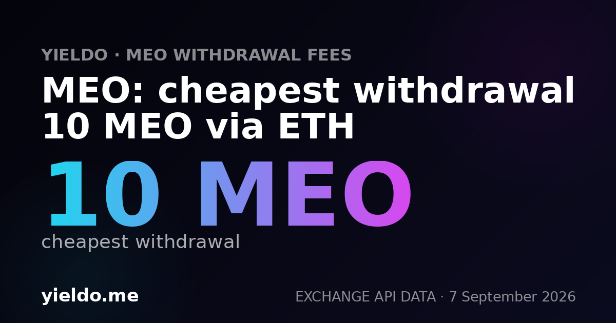 MEO: cheapest withdrawal 10 MEO via ETH