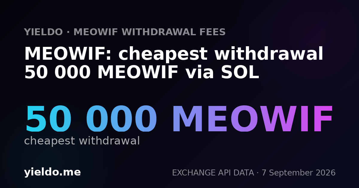 MEOWIF: cheapest withdrawal 50 000 MEOWIF via SOL