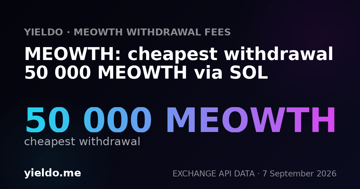 MEOWTH: cheapest withdrawal 50 000 MEOWTH via SOL