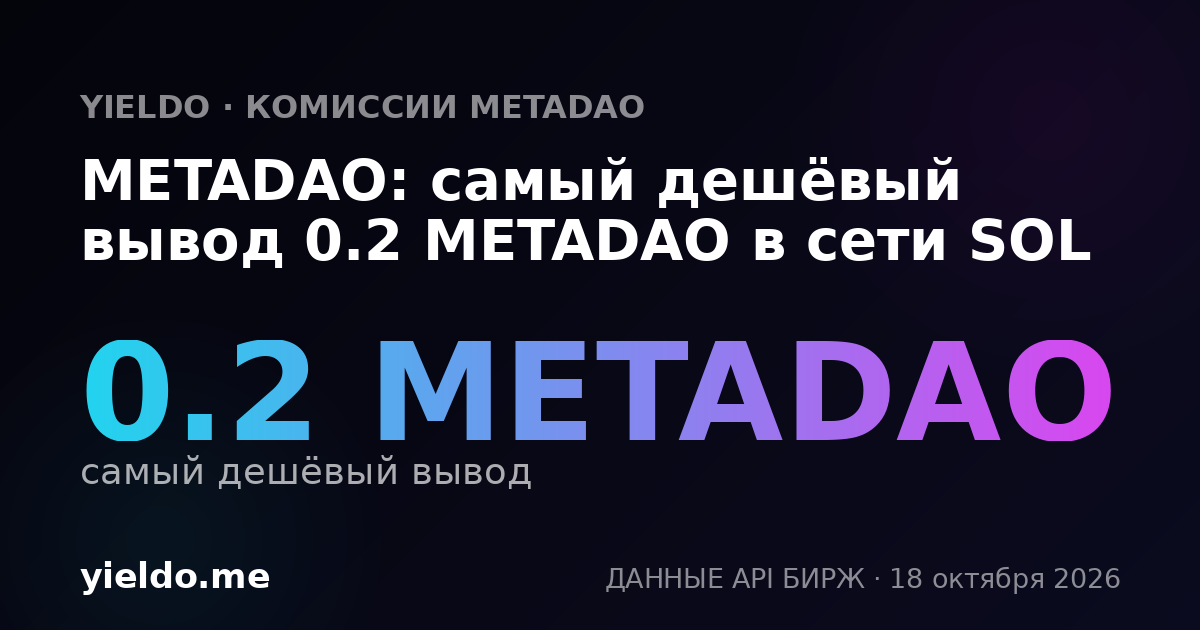 METADAO: самый дешёвый вывод 0.2 METADAO в сети SOL