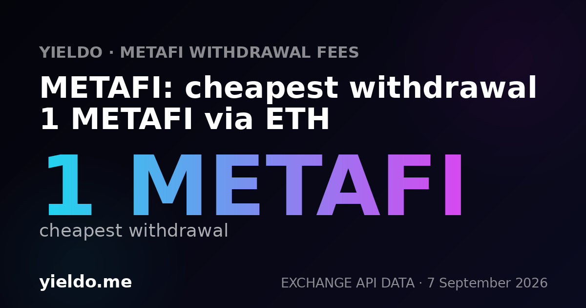 METAFI: cheapest withdrawal 1 METAFI via ETH