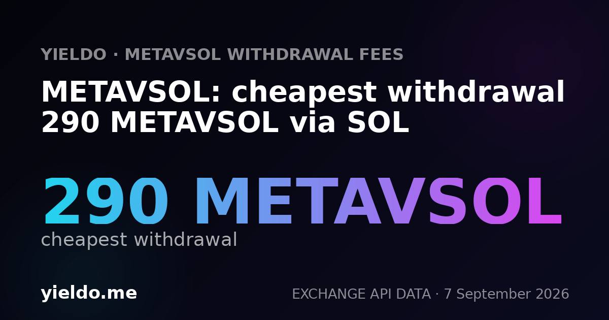 METAVSOL: cheapest withdrawal 290 METAVSOL via SOL