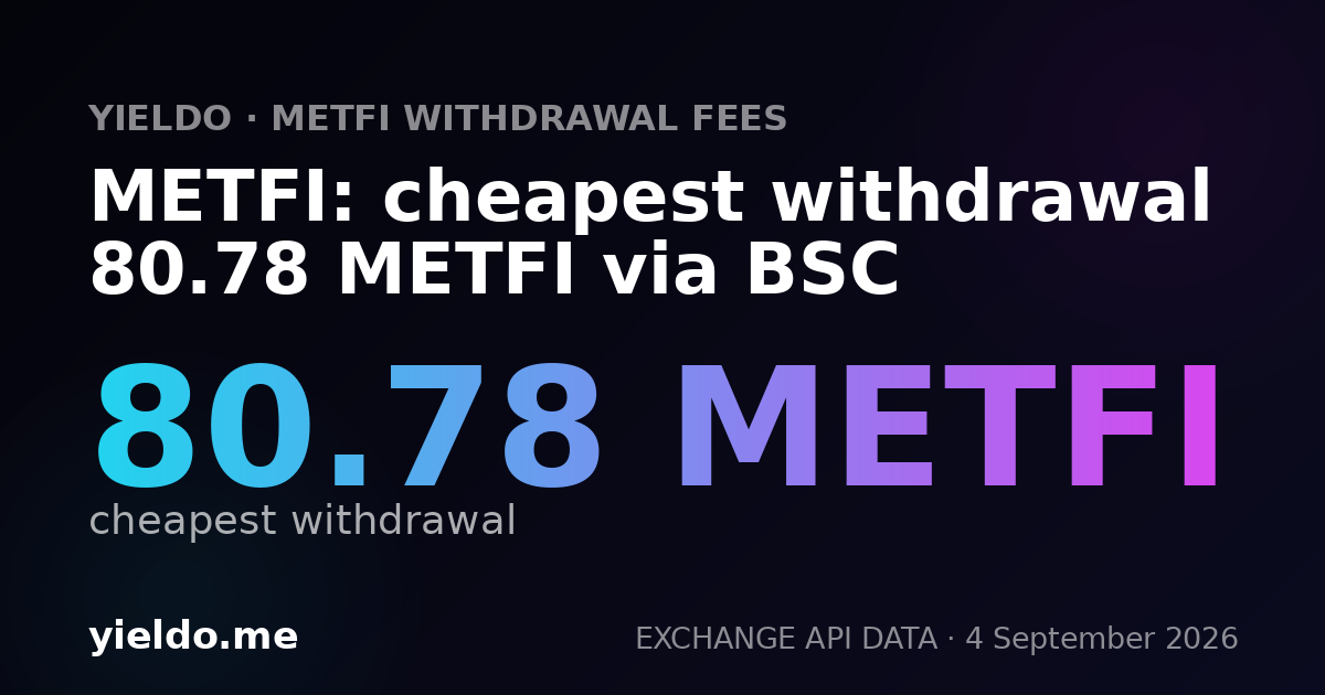 METFI: cheapest withdrawal 80.78 METFI via BSC