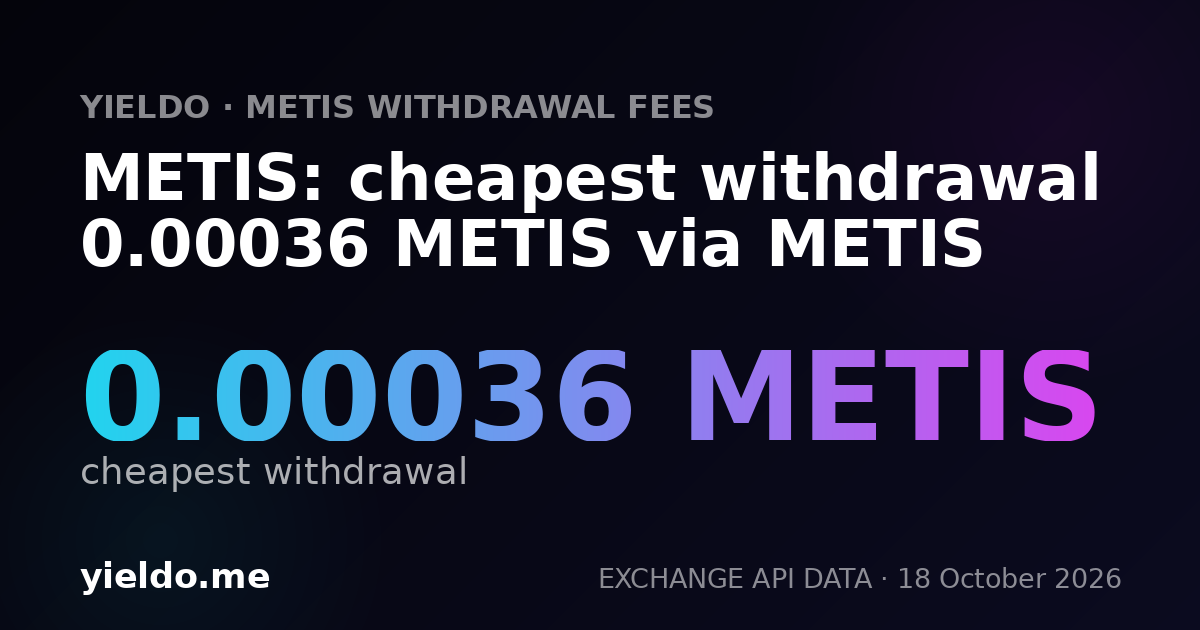 METIS: cheapest withdrawal 0.00036 METIS via METIS