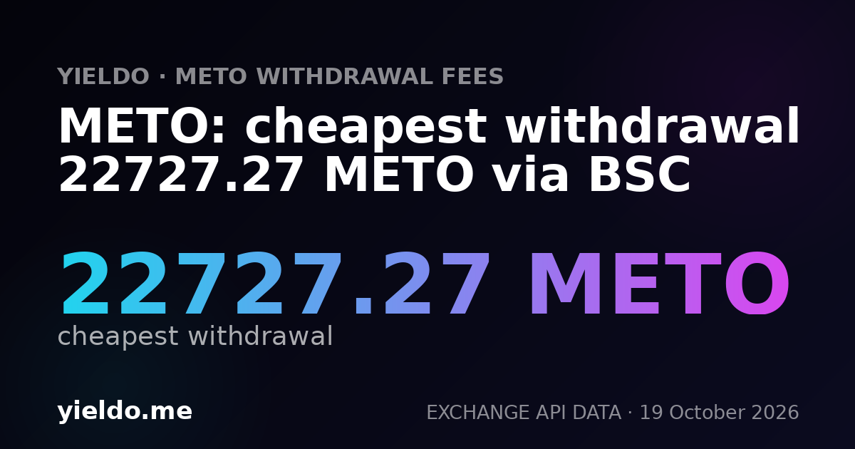 METO: cheapest withdrawal 22727.27 METO via BSC
