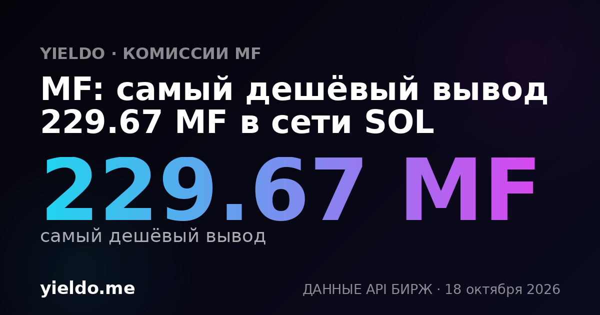 MF: самый дешёвый вывод 229.67 MF в сети SOL