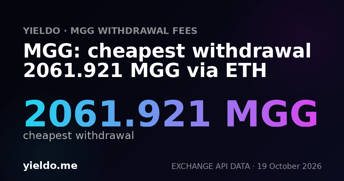 MGG: cheapest withdrawal 2061.921 MGG via ETH