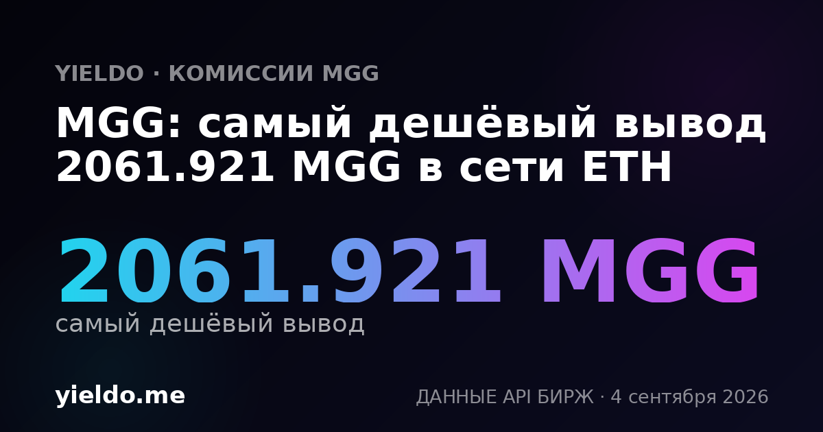 MGG: самый дешёвый вывод 2061.921 MGG в сети ETH