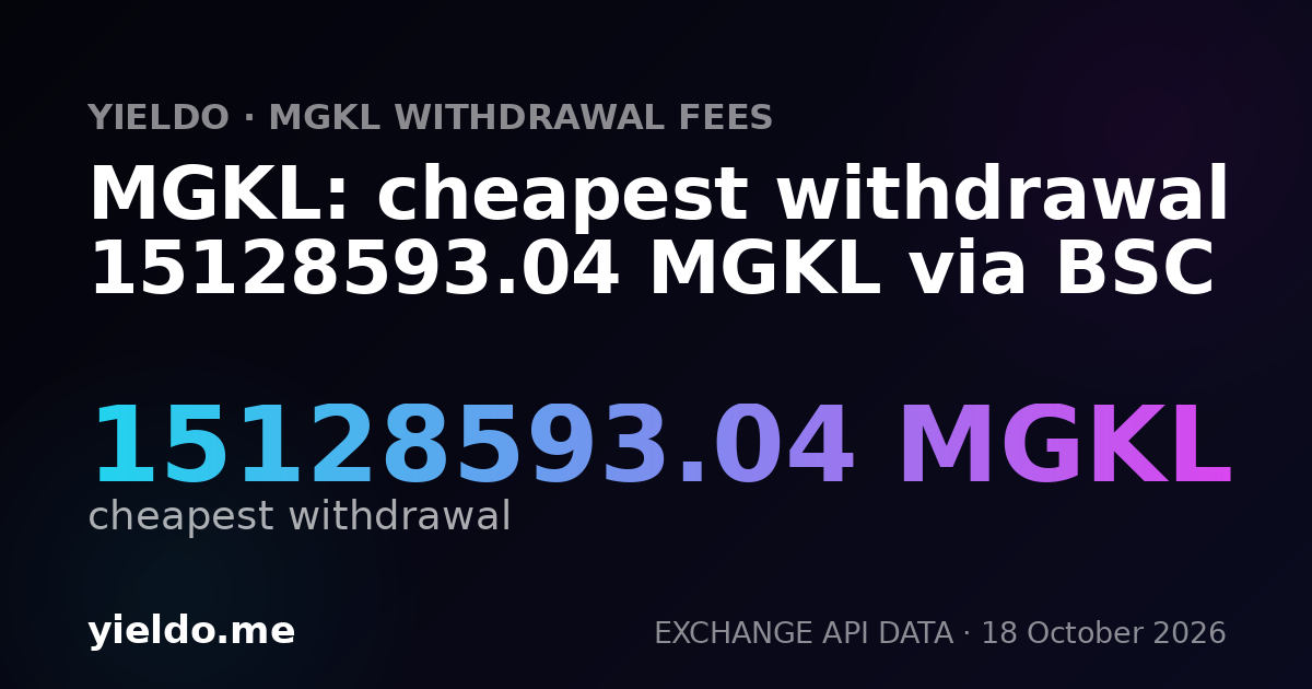 MGKL: cheapest withdrawal 15128593.04 MGKL via BSC