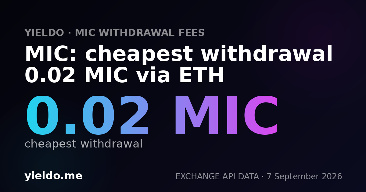 MIC: cheapest withdrawal 0.02 MIC via ETH