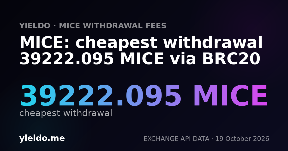 MICE: cheapest withdrawal 39222.095 MICE via BRC20