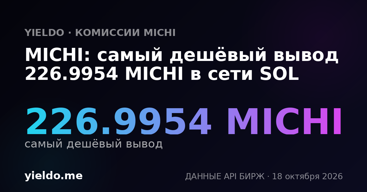 MICHI: самый дешёвый вывод 226.9954 MICHI в сети SOL