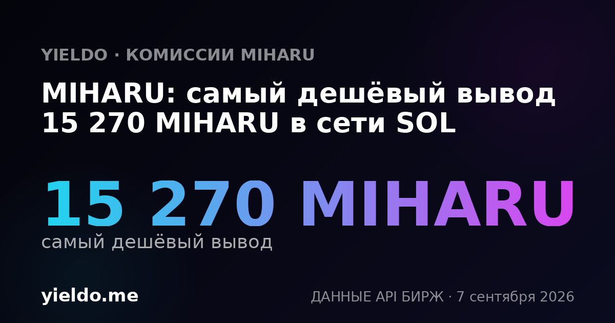 MIHARU: самый дешёвый вывод 15 270 MIHARU в сети SOL