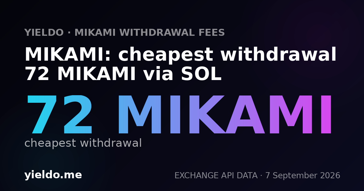 MIKAMI: cheapest withdrawal 72 MIKAMI via SOL
