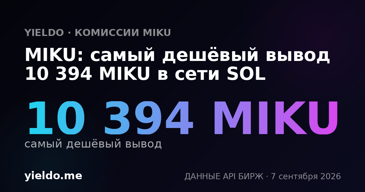 MIKU: самый дешёвый вывод 10 394 MIKU в сети SOL