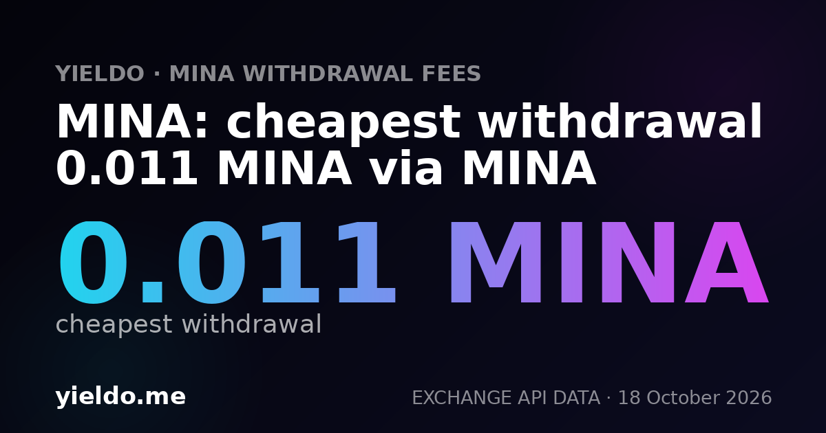 MINA: cheapest withdrawal 0.011 MINA via MINA