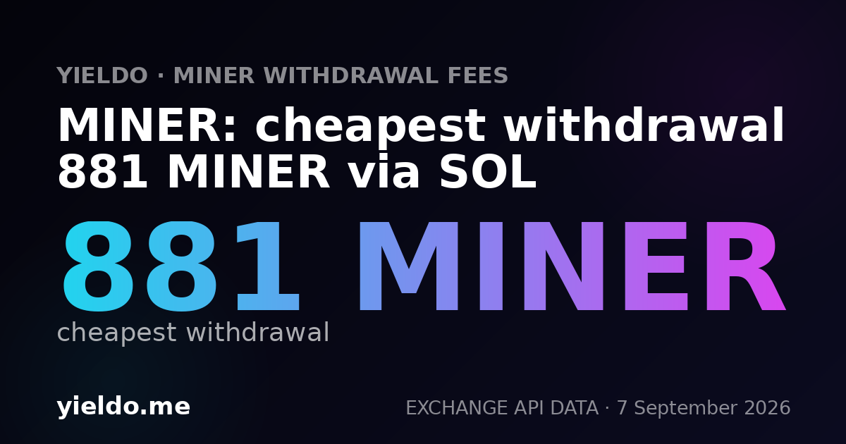 MINER: cheapest withdrawal 881 MINER via SOL
