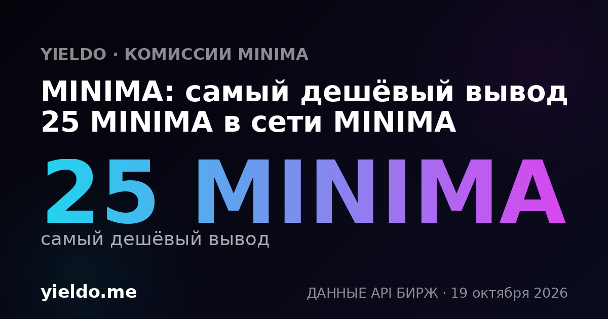 MINIMA: самый дешёвый вывод 25 MINIMA в сети MINIMA