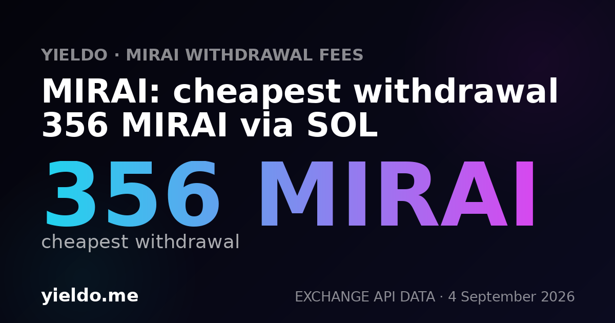 MIRAI: cheapest withdrawal 356 MIRAI via SOL