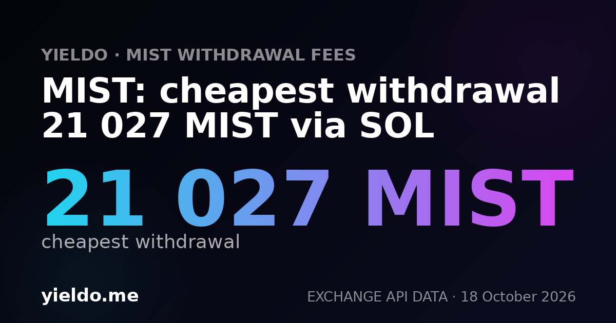 MIST: cheapest withdrawal 21 027 MIST via SOL