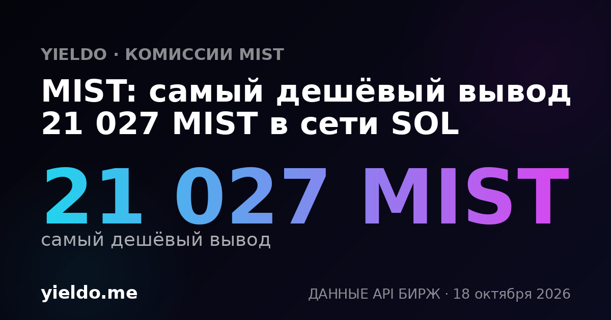 MIST: самый дешёвый вывод 21 027 MIST в сети SOL