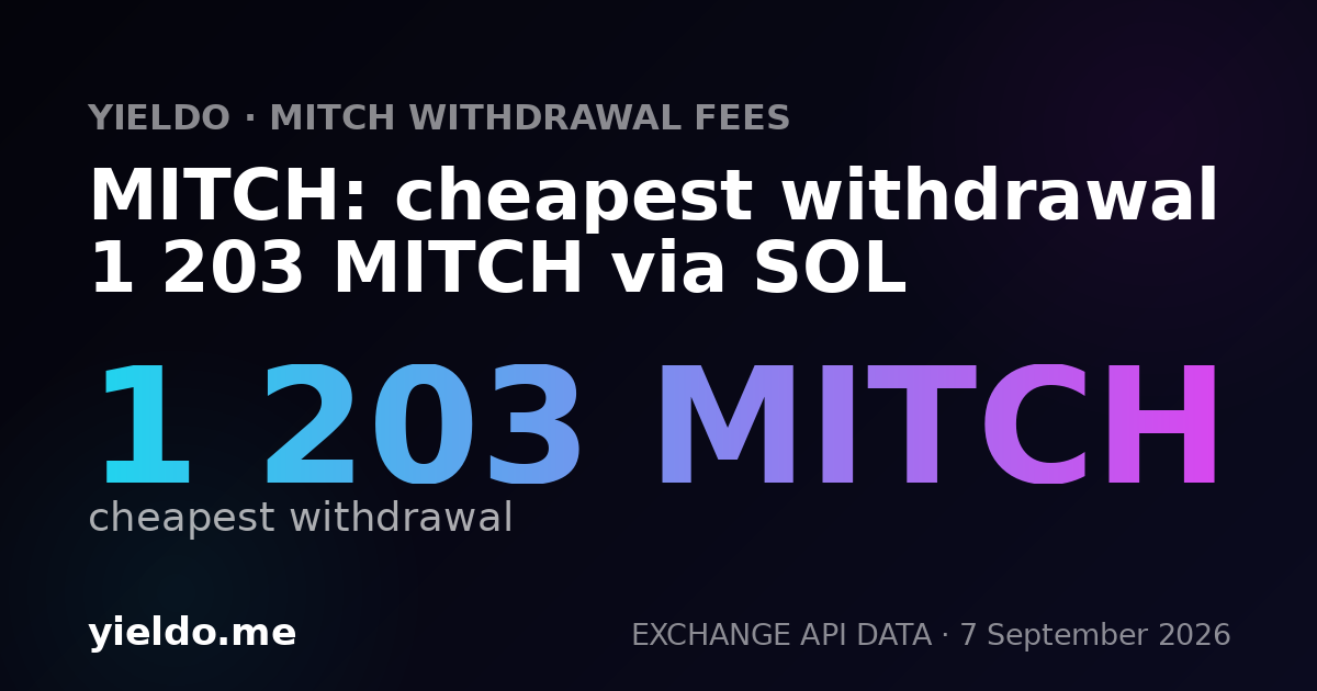 MITCH: cheapest withdrawal 1 203 MITCH via SOL