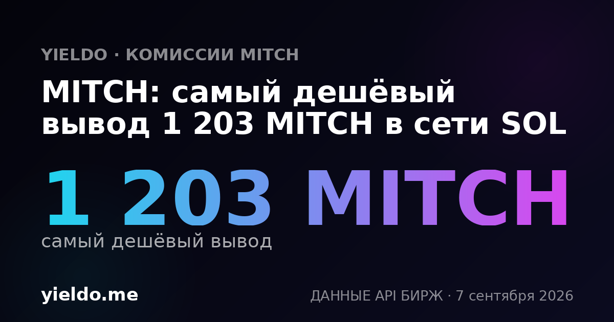 MITCH: самый дешёвый вывод 1 203 MITCH в сети SOL