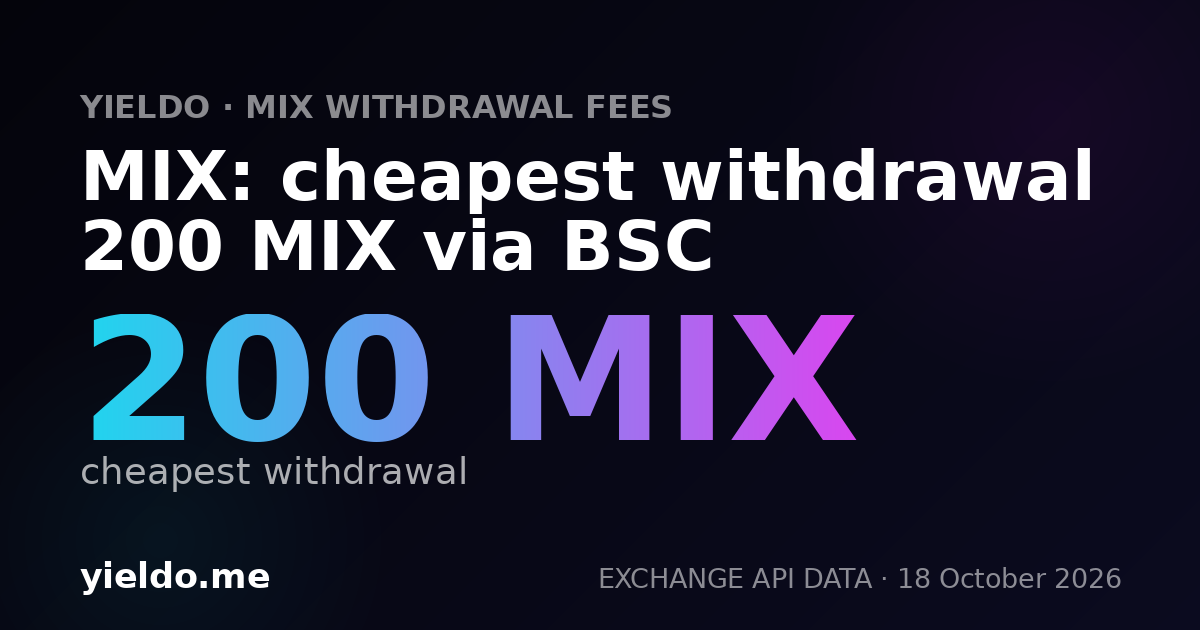 MIX: cheapest withdrawal 200 MIX via BSC