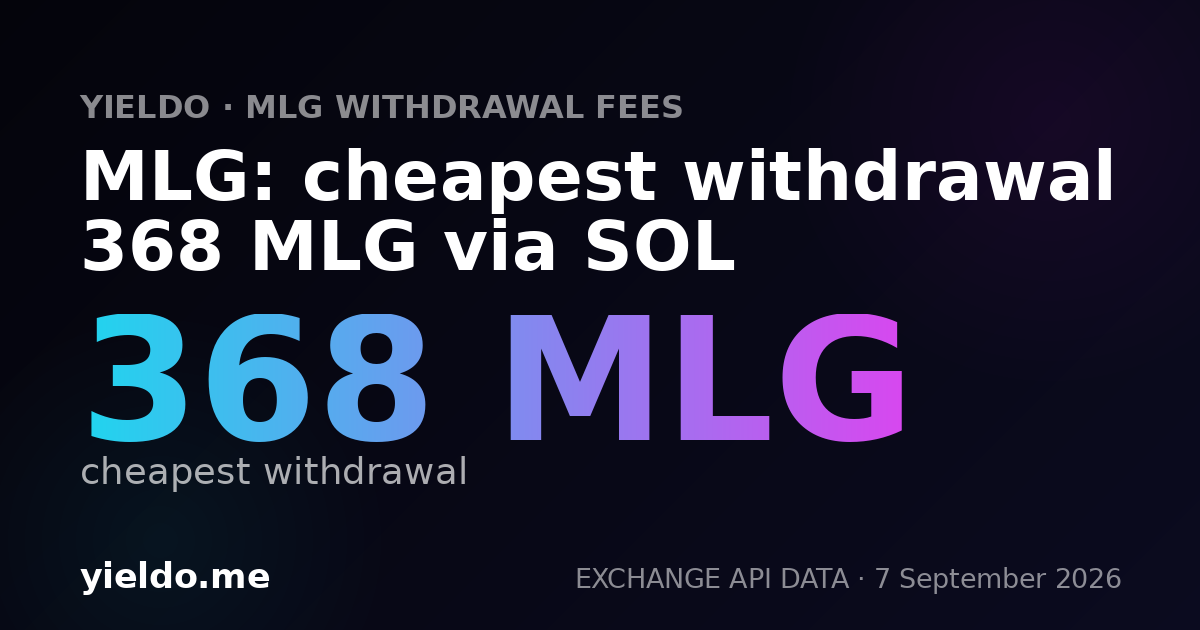 MLG: cheapest withdrawal 368 MLG via SOL