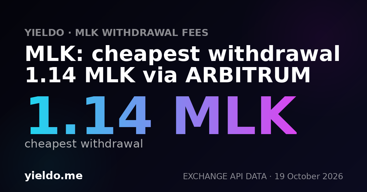 MLK: cheapest withdrawal 1.14 MLK via ARBITRUM