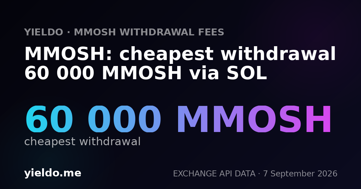 MMOSH: cheapest withdrawal 60 000 MMOSH via SOL