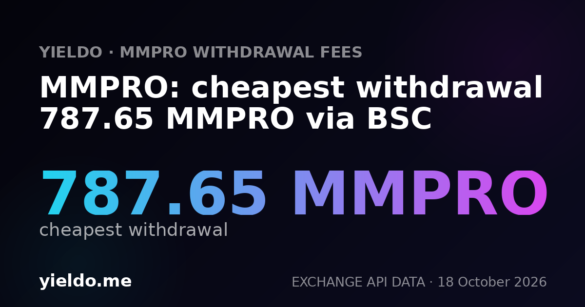 MMPRO: cheapest withdrawal 900.74 MMPRO via BSC